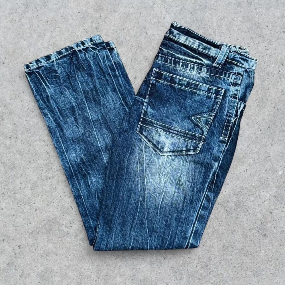 Y2K Decree Faded Embroidered Blue Jeans